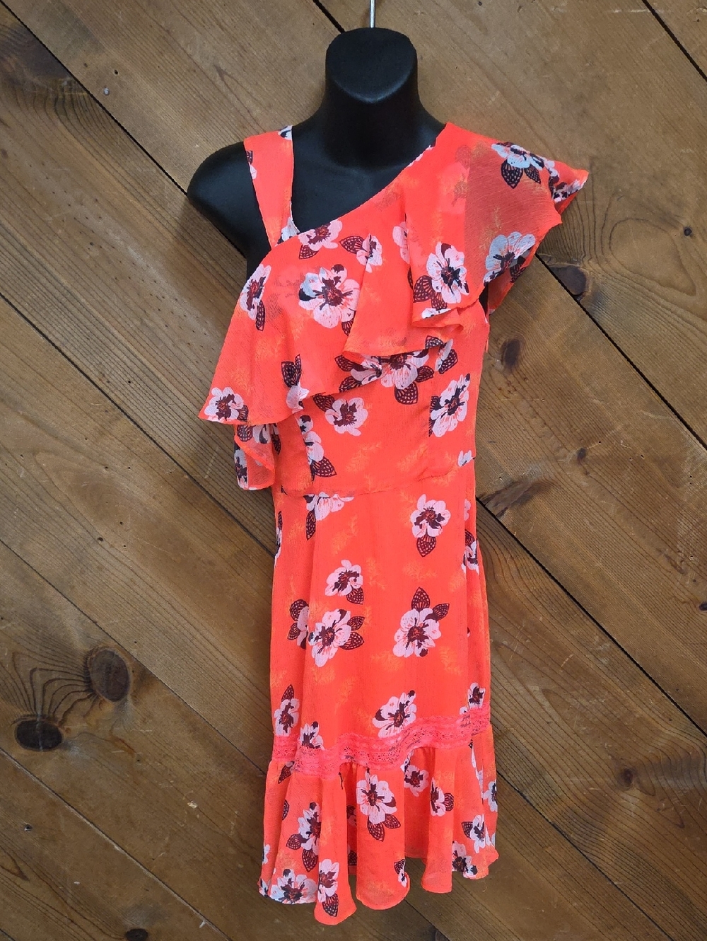 ExpressBright Coral Floral Asymmetrical Dress Women’s Boho Beach Vacation Dress